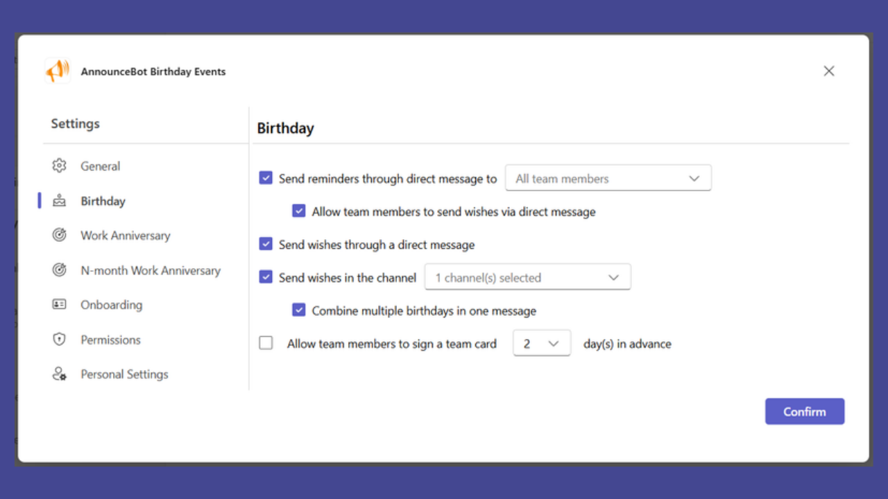 AnnounceBot: Easy Settings & Customization for HR